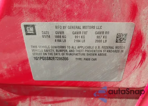 2014 Chevrolet Cruze Ltz z USA, uszkodzony, nr VIN 1G1PG5SB2E7286396